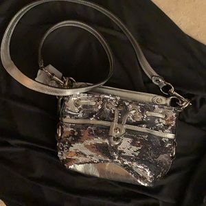 Coach Sequin Drawstring Bucket Crossbody Bag